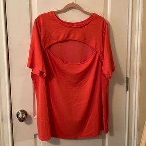 Ava & Viv sexy coral ribbed short sleeve peek-a-boo top size 4x